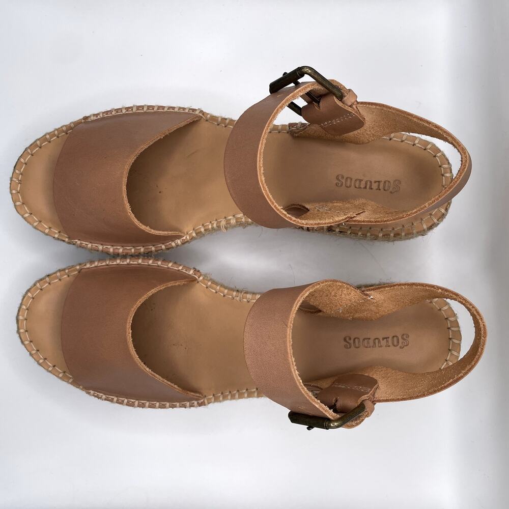 SOLUDOS  Minorca Beige Leather Espadrille Platform Sandals  Size 9,5 vacation - Picture 3 of 12